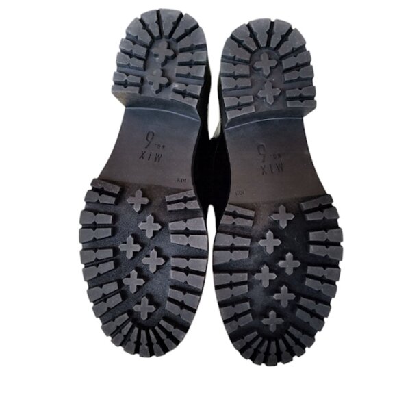 MIX NO. 6 | Black Oxford Heels Chunky Lug Sole Faux Vegan Leather Shiny Goth10 - Picture 14 of 15